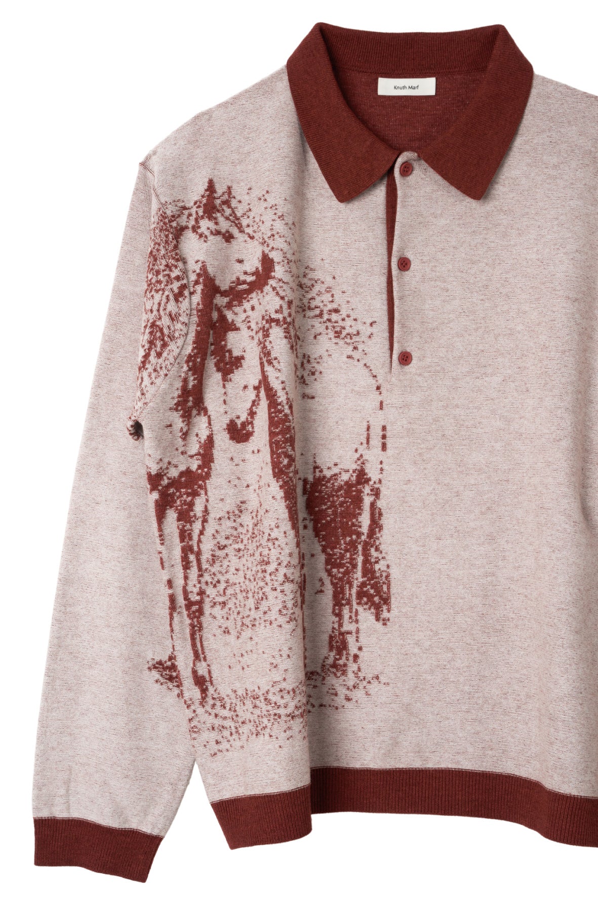 reversible jacquard polo knit(unisex)/red