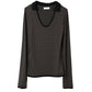 u-neck slim top/black