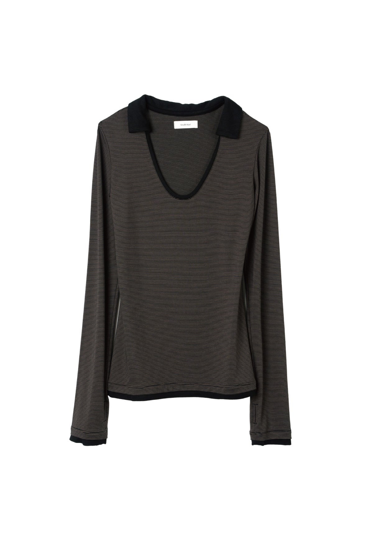 u-neck slim top/black