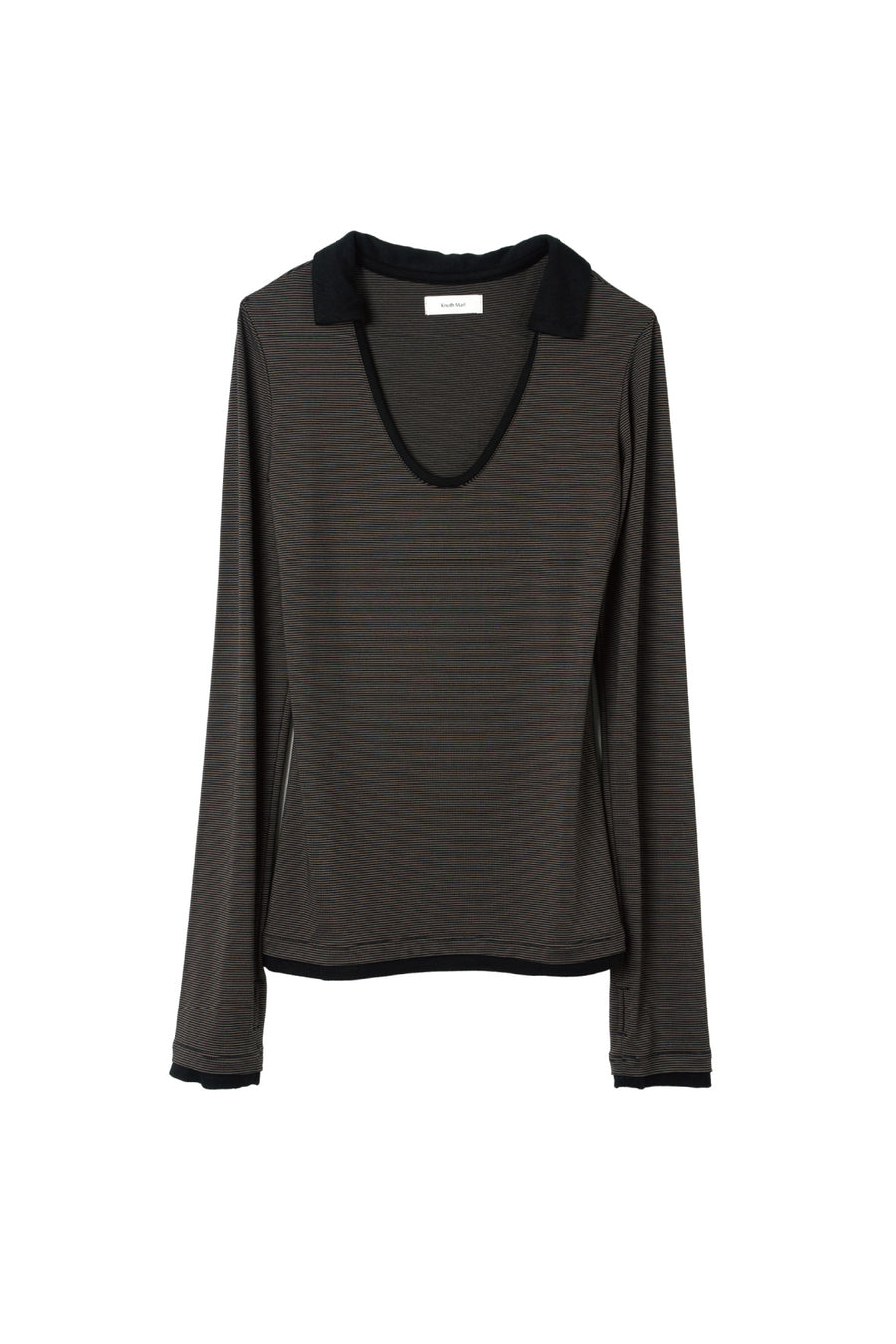u-neck slim top/black