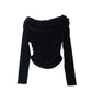 off shoulder velour top/black
