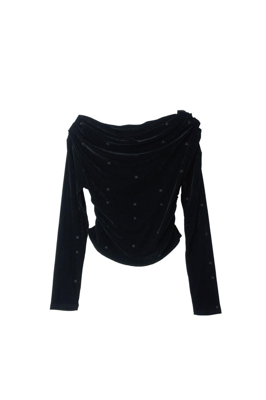 off shoulder velour top/black