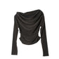 off shoulder velour top/charcoal