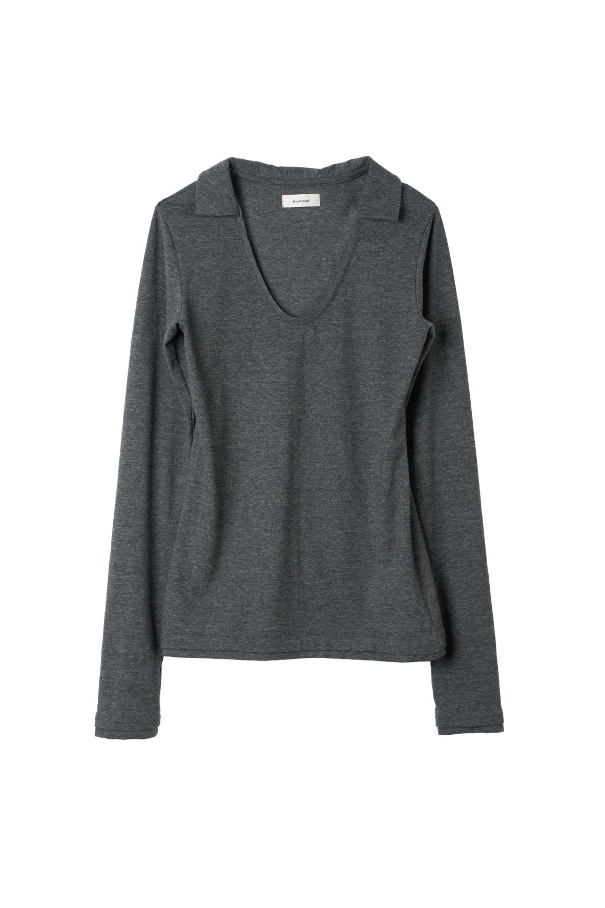 u-neck slim top/charcoal