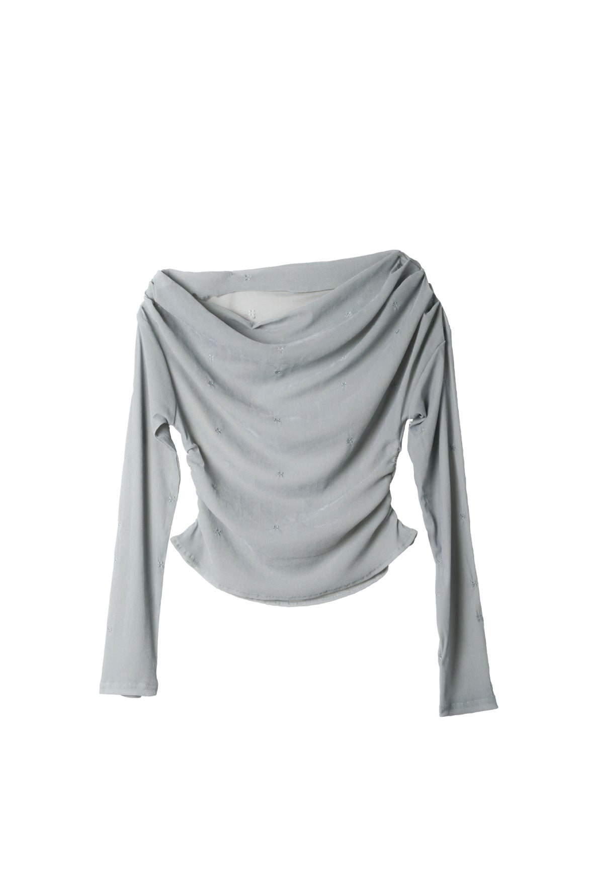 off shoulder velour top/blue