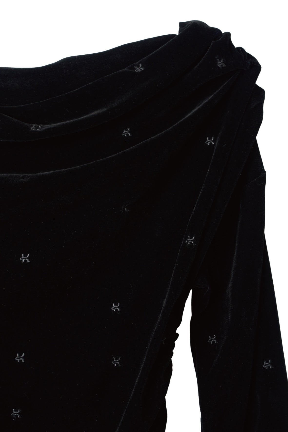 off shoulder velour top/black