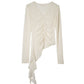 lace gathered top/white