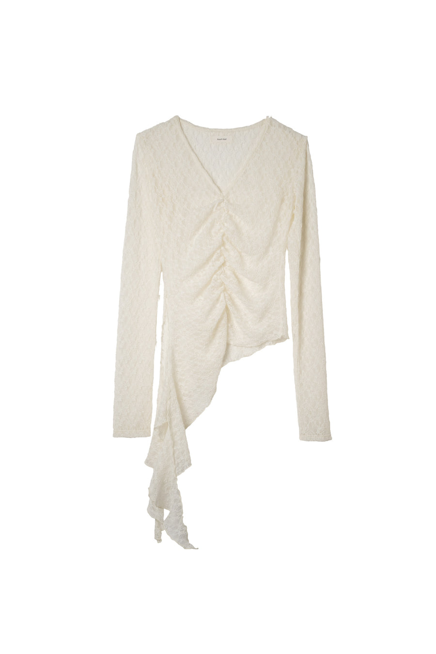 lace gathered top/white