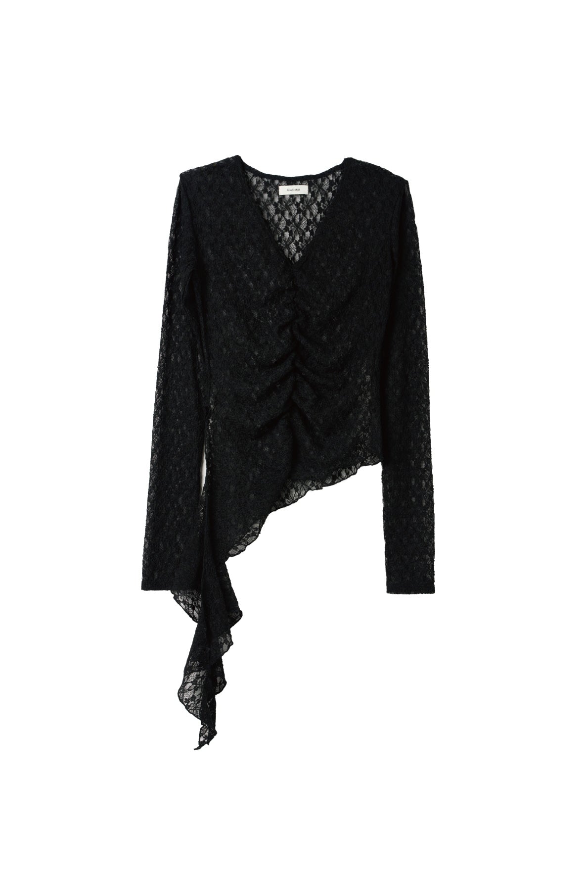 lace gathered top/black