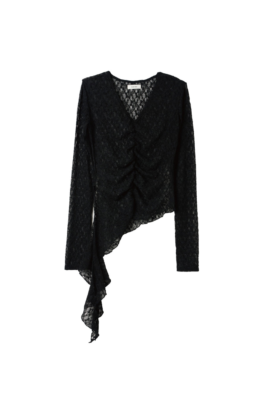 lace gathered top/black