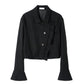 2way cropped frill jacket/black