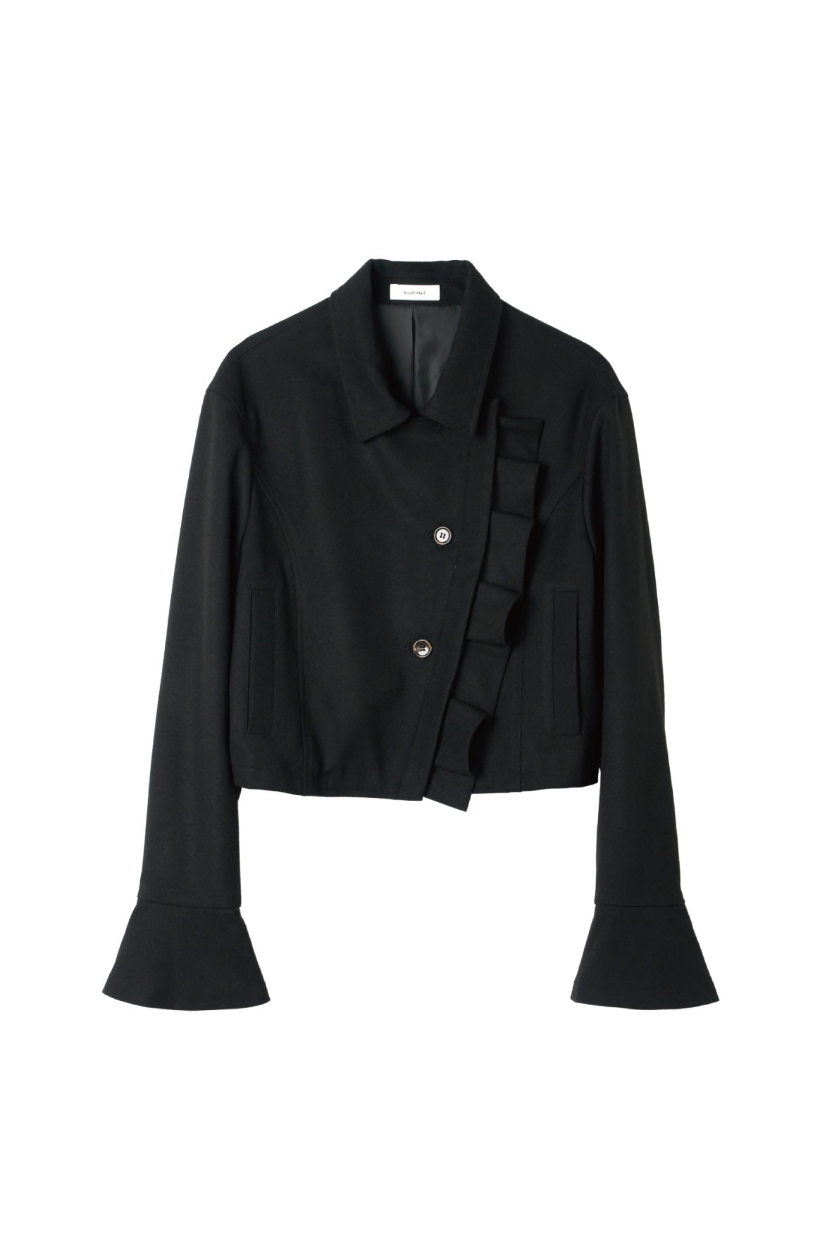 2way cropped frill jacket/black