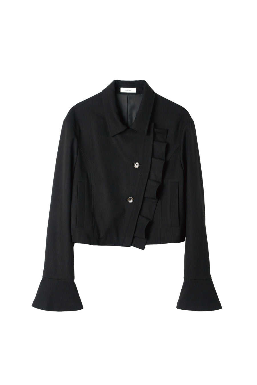 2way cropped frill jacket/black