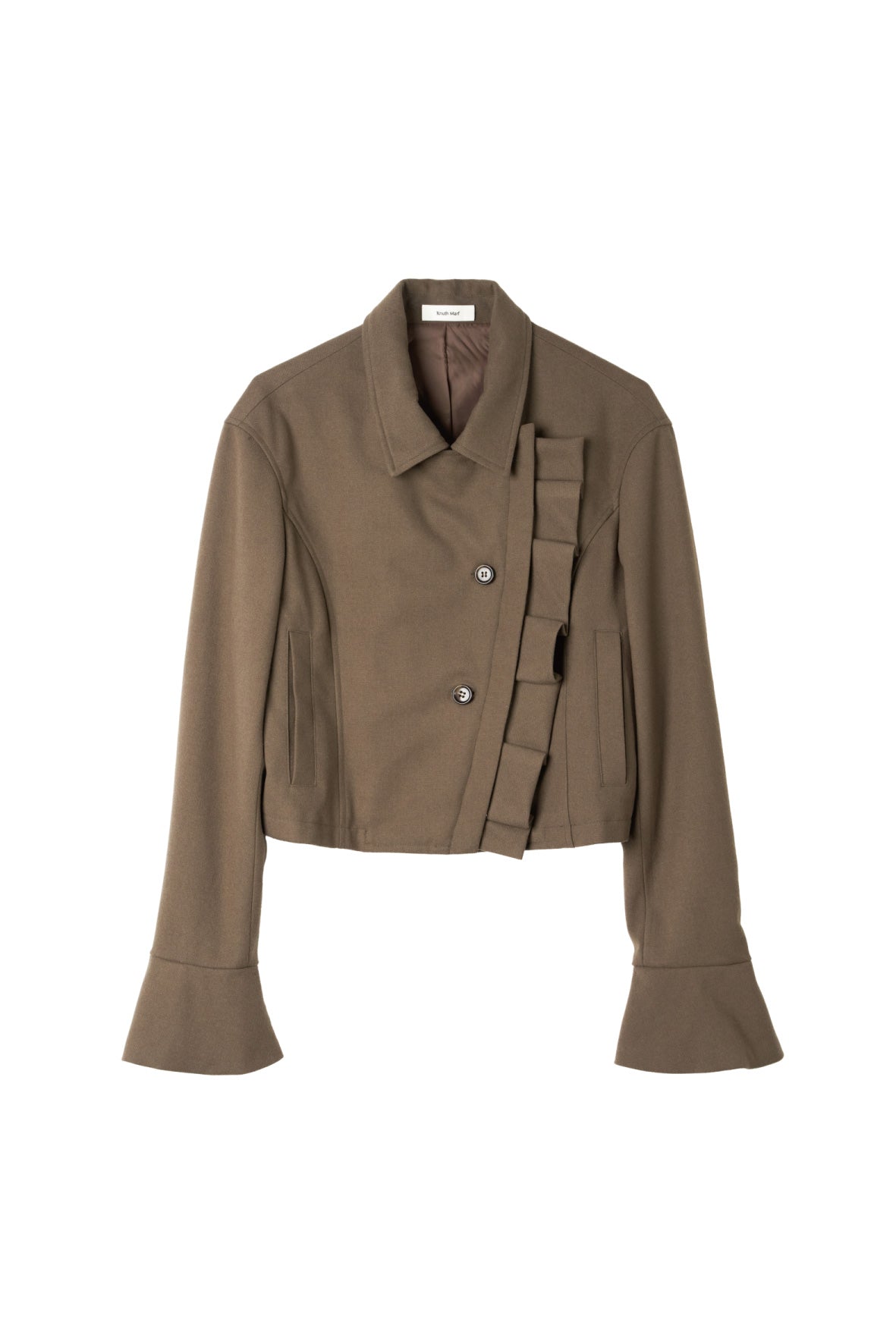 2way cropped frill jacket/beige