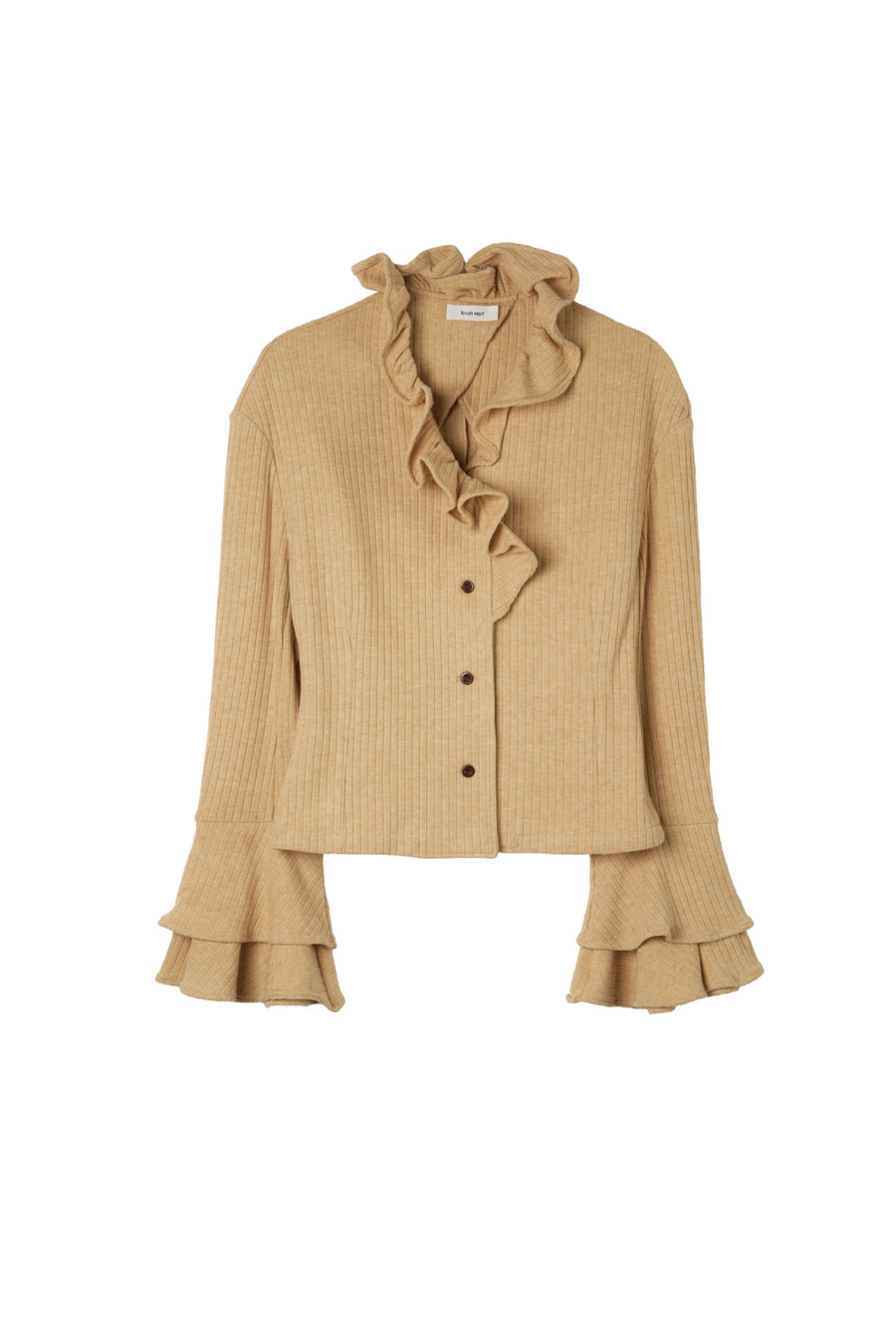 drop shoulder frill knit/yellow