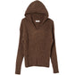 rib hoodie boucle knit/brown