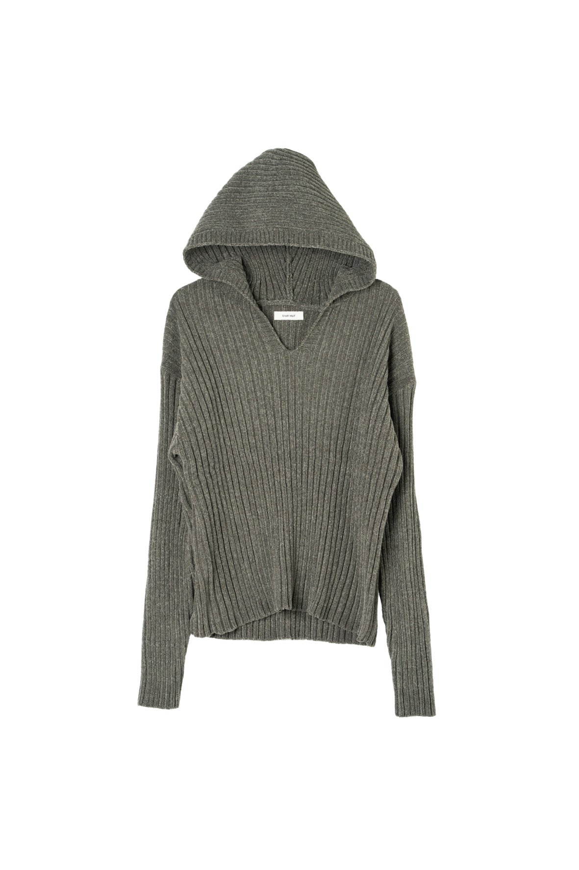 rib hoodie boucle knit/khaki