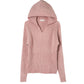 rib hoodie boucle knit/pink