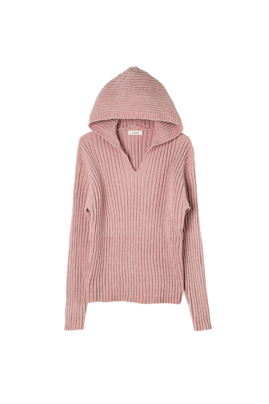 rib hoodie boucle knit/pink