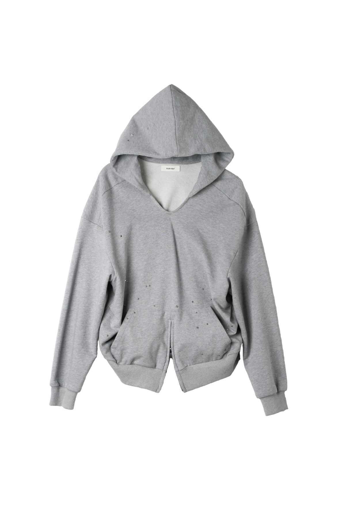 studded hoodie top/gray