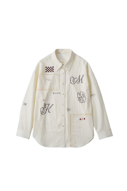 embroidered shirt(unisex)/ivory
