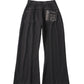 wide bell-bottom denim pants/black