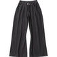 wide bell-bottom denim pants/black