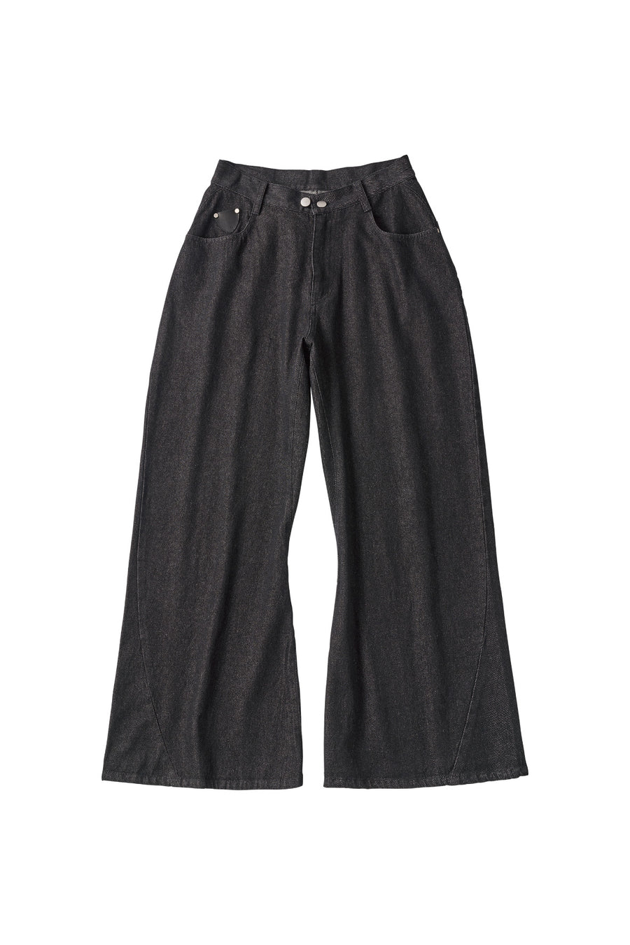 wide bell-bottom denim pants/black