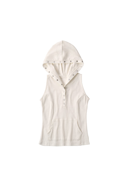 snap-button hoodie/white