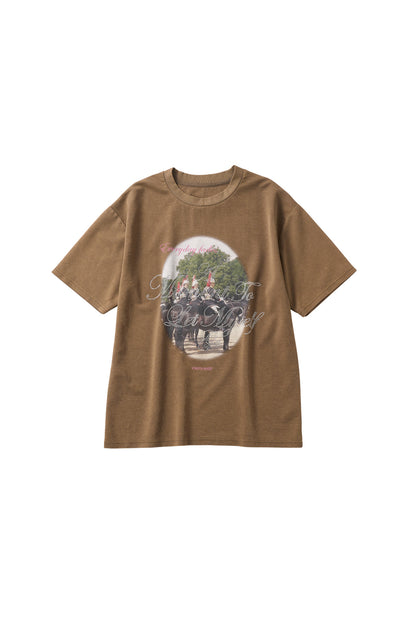 rhinestone graphic tee(unisex)/beige