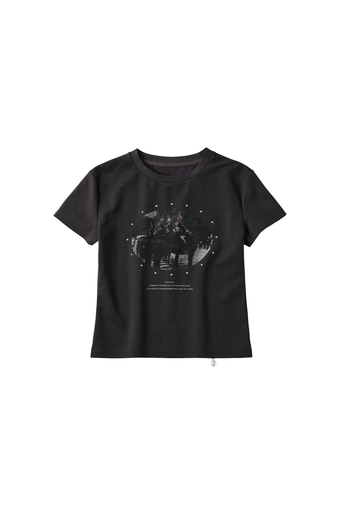 studded compact tee/charcoal