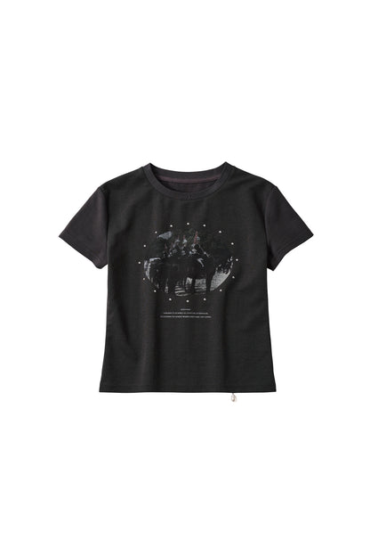 studded compact tee/charcoal