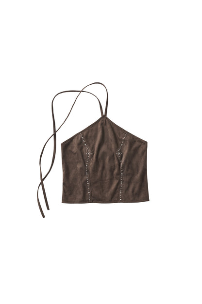 suede bustier top/darkbrown