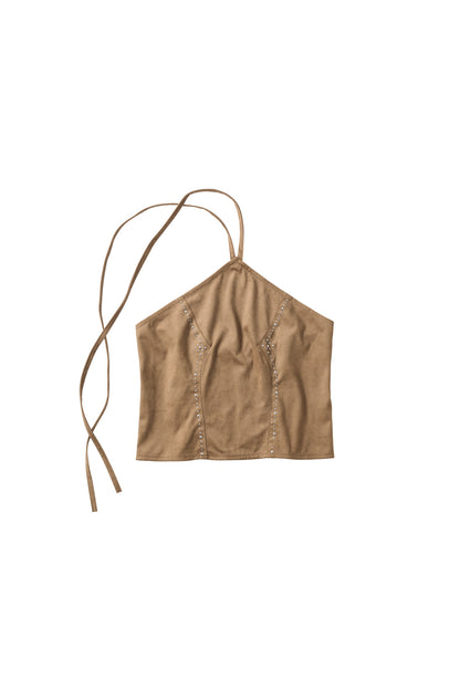 suede bustier top/camel