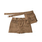layered suede skort/brown