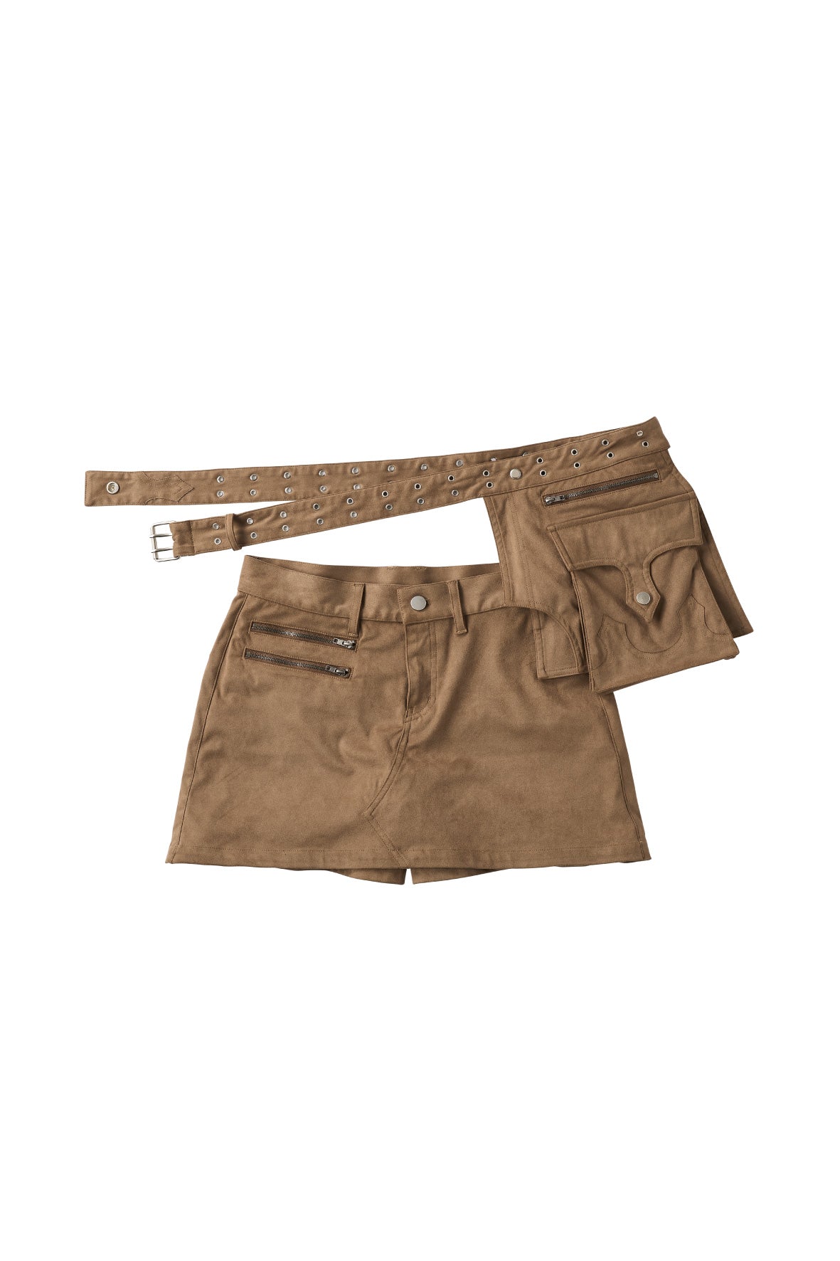 layered suede skort/brown