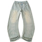 studded draped denim pants(unisex)/blue(Shipping 8/10~)