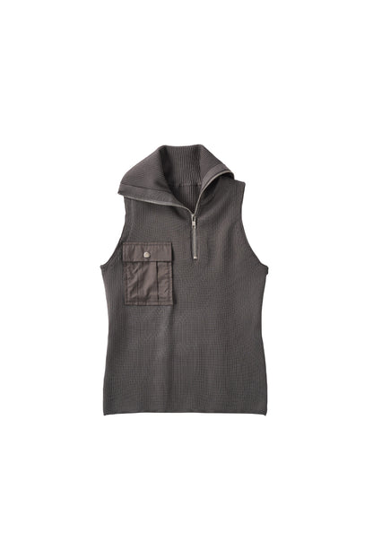 half-zip knit tank/gray