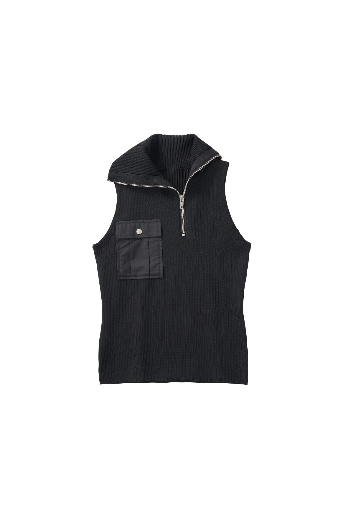 half-zip knit tank/black