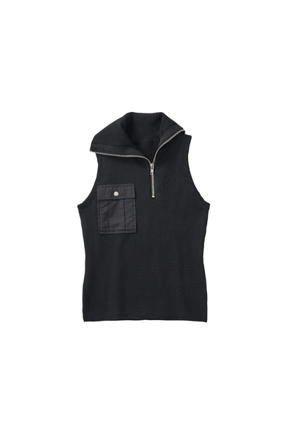 half-zip knit tank/black