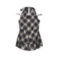plaid halter neck blouse/black