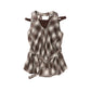 plaid halter neck blouse/brown