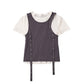 2piece layered tank tee/charcoal