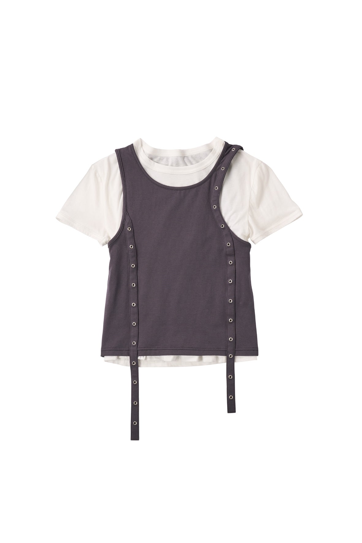 2piece layered tank tee/charcoal