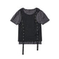 2piece layered tank tee/black