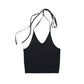 knit halter bustier/navy