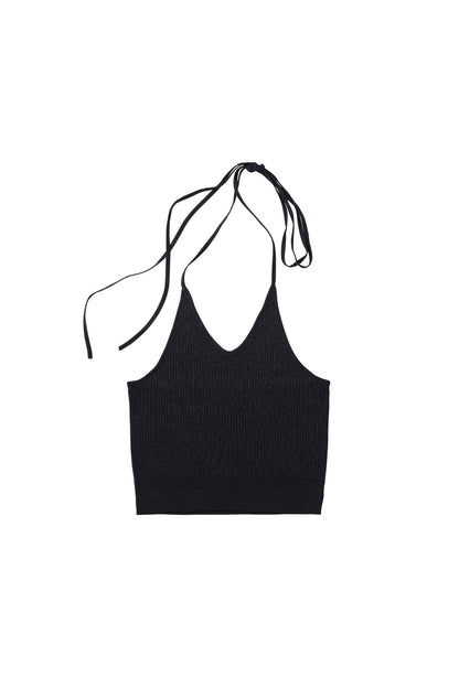 knit halter bustier/navy