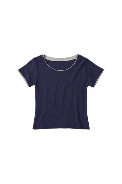 layered crewneck tee/4color