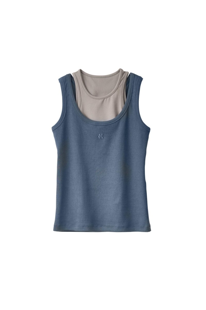 2piece layered logo tank top/3color