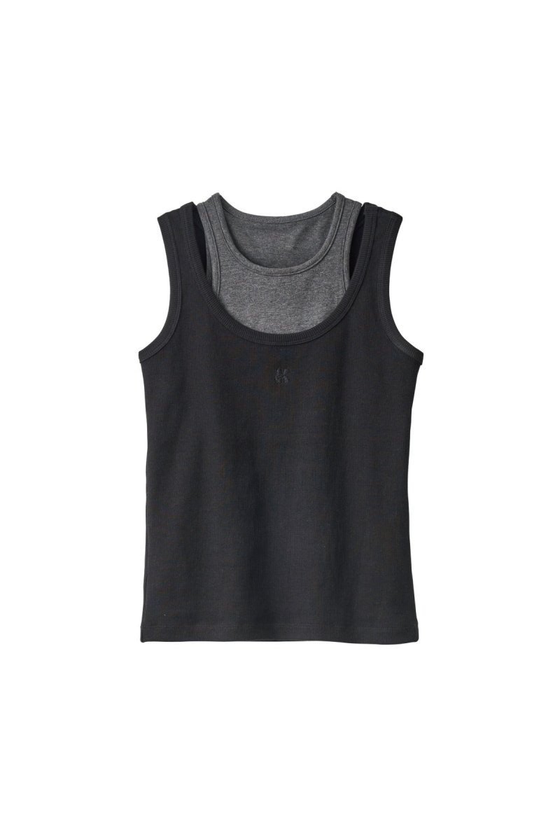 2piece layered logo tank top/3color